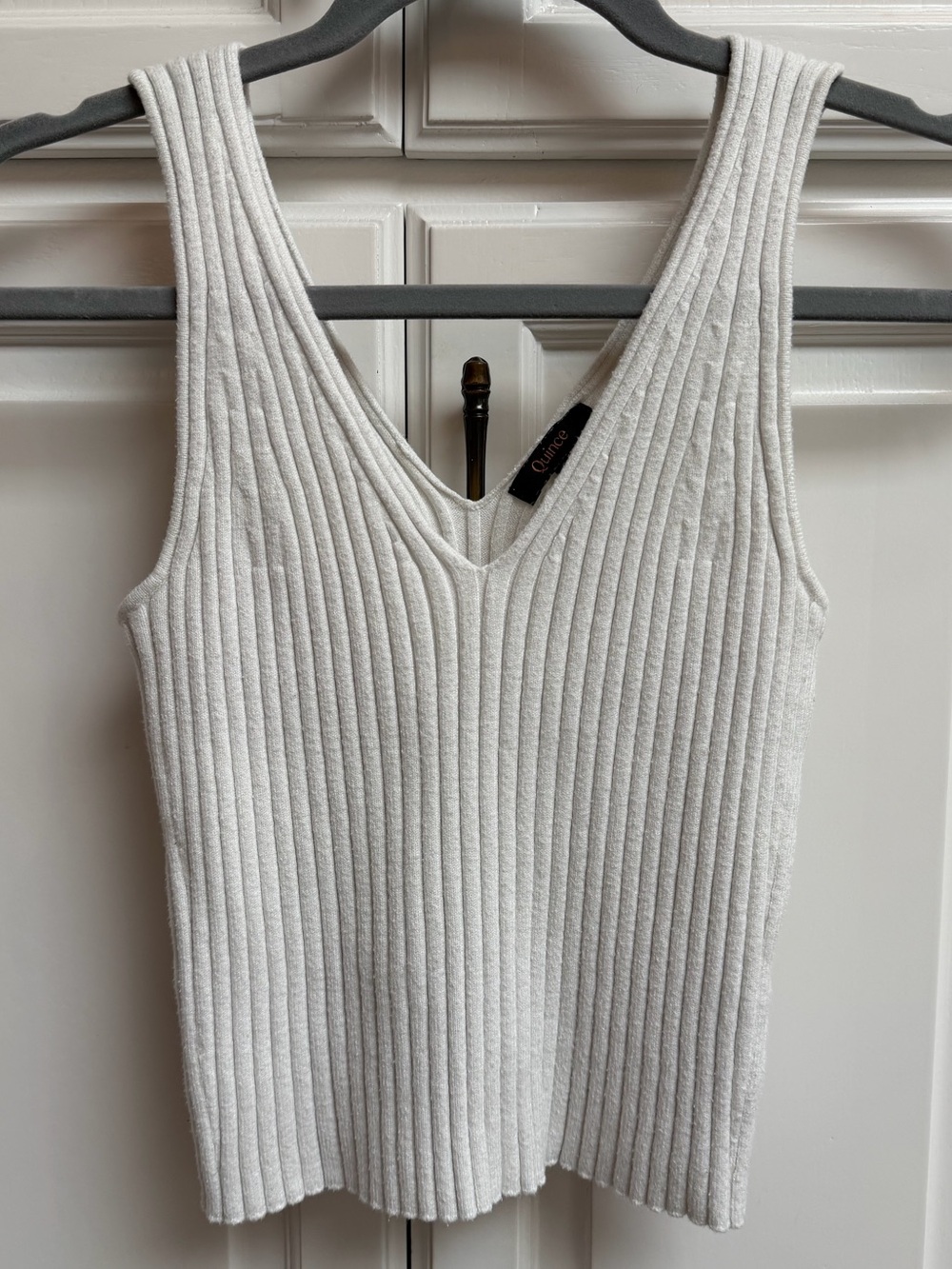 Quince Eco-Knit Cropped Sweater Tank in Ivory Size Medium